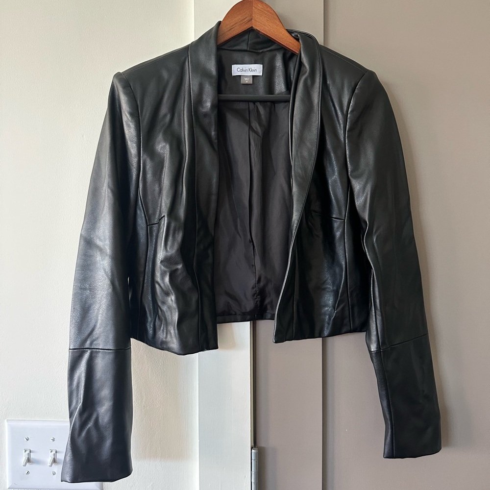 Calvin Klein Faux Leather Crop Jacket